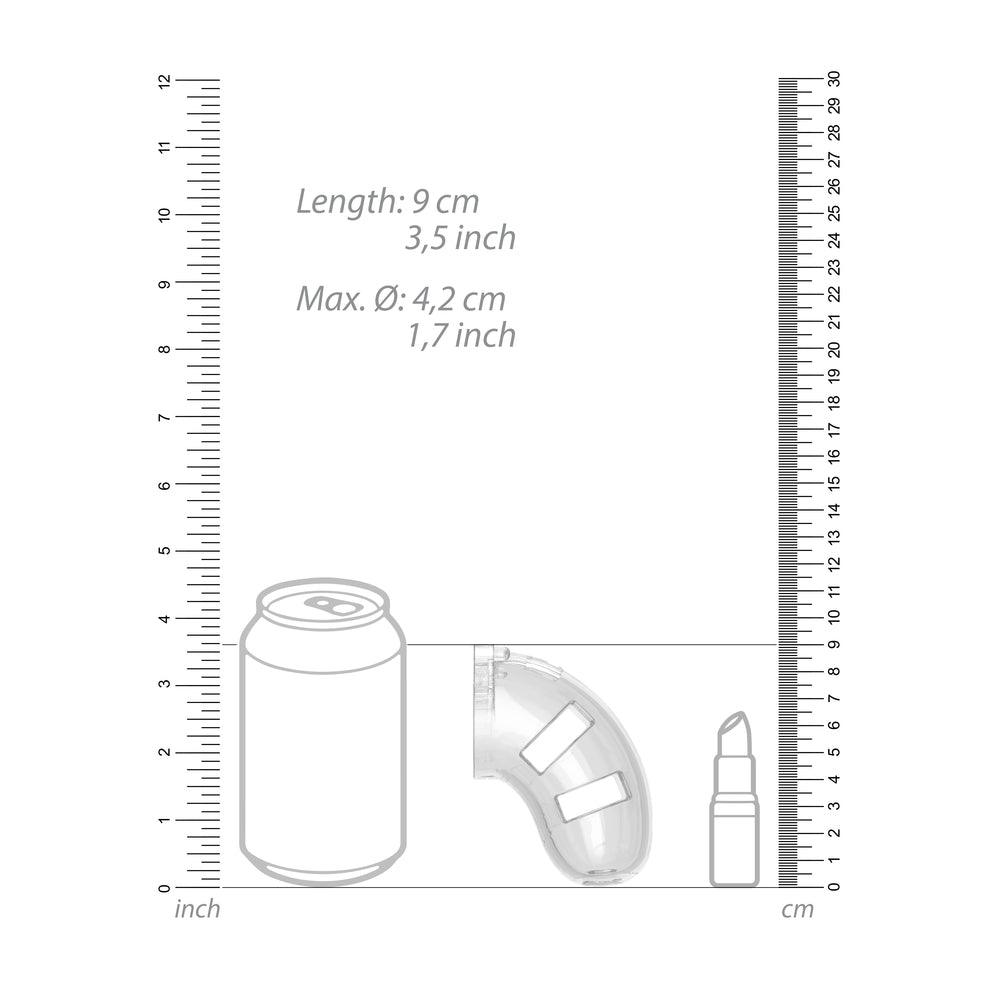 Man Cage 10 Male 3.5 Inch Clear Chastity Cage With Anal Plug - Rapture Works