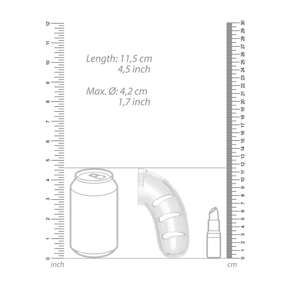 Man Cage 11 Male 4.5 Inch Clear Chastity Cage With Anal Plug - Rapture Works