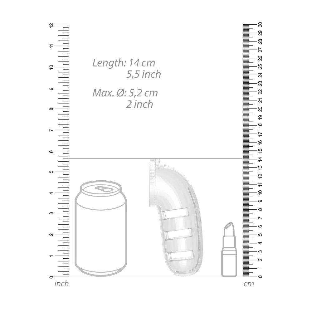 Man Cage 12 Male 5.5 Inch Clear Chastity Cage With Anal Plug - Rapture Works