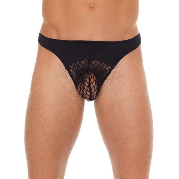 Mens Black G-String With A Net Pouch - Rapture Works