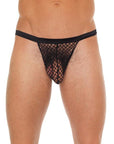 Mens Black G-String With Black Net Pouch - Rapture Works