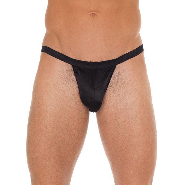 Mens Black G-String With Black Pouch - Rapture Works