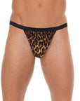 Mens Black G-String With Leopard Print Pouch - Rapture Works