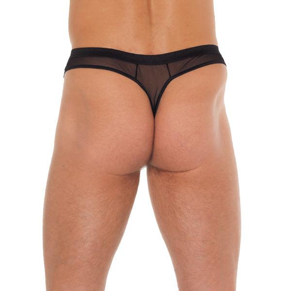 Mens Black G-String With Penis Sleeve - Rapture Works