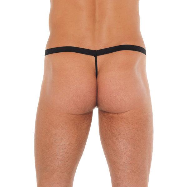 Mens Black G-String With Pink Pouch - Rapture Works