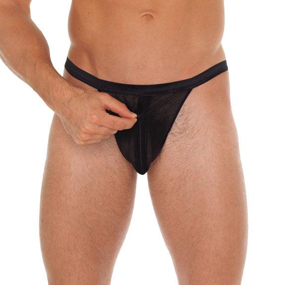 Mens Black G-String With Pouch - Rapture Works