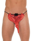 Mens Black G-String With Red Elephant Animal Pouch - Rapture Works