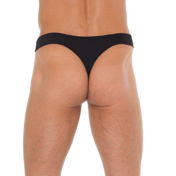 Mens Black G-String With Zipper On Pouch - Rapture Works