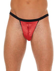 Mens Black G-String With Zipper On Red Pouch - Rapture Works