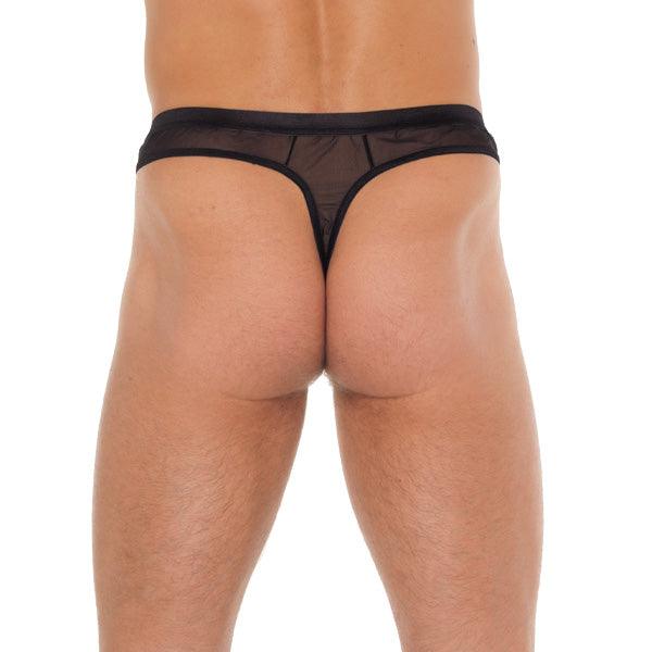 Mens Black Mesh G-String - Rapture Works