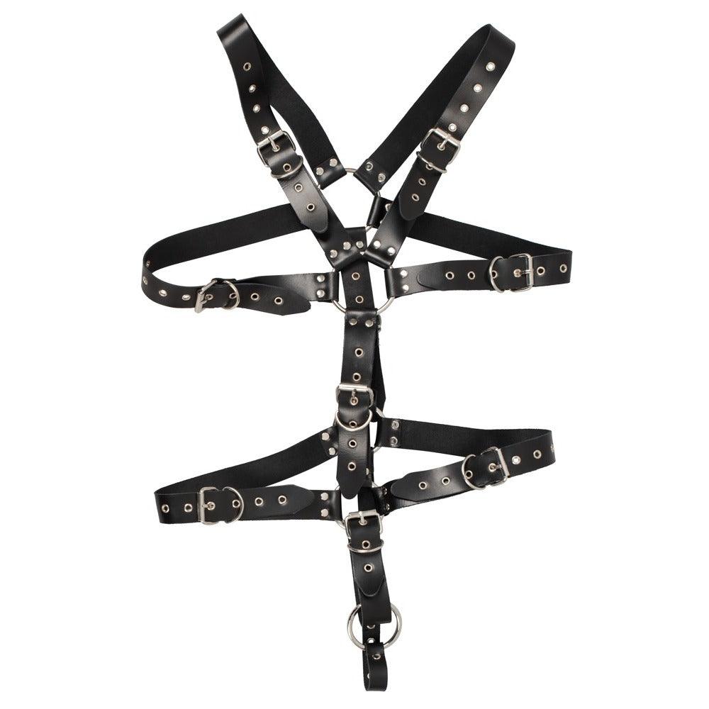 Mens Leather Adjustable Harness With Cock Ring - Rapture Works