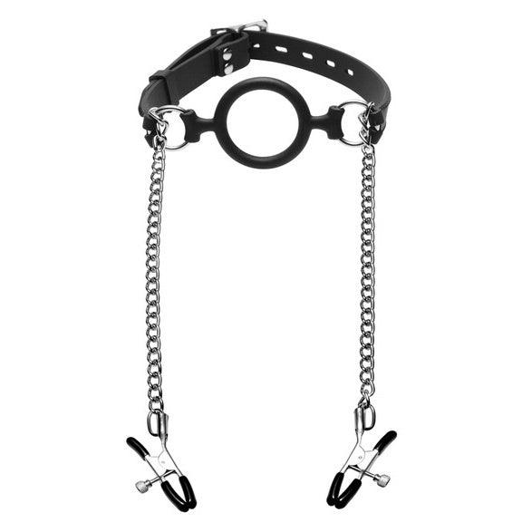 Mutiny Silicone O Ring Gag Plus Nipple Clamps - Rapture Works