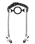 Mutiny Silicone O Ring Gag Plus Nipple Clamps - Rapture Works