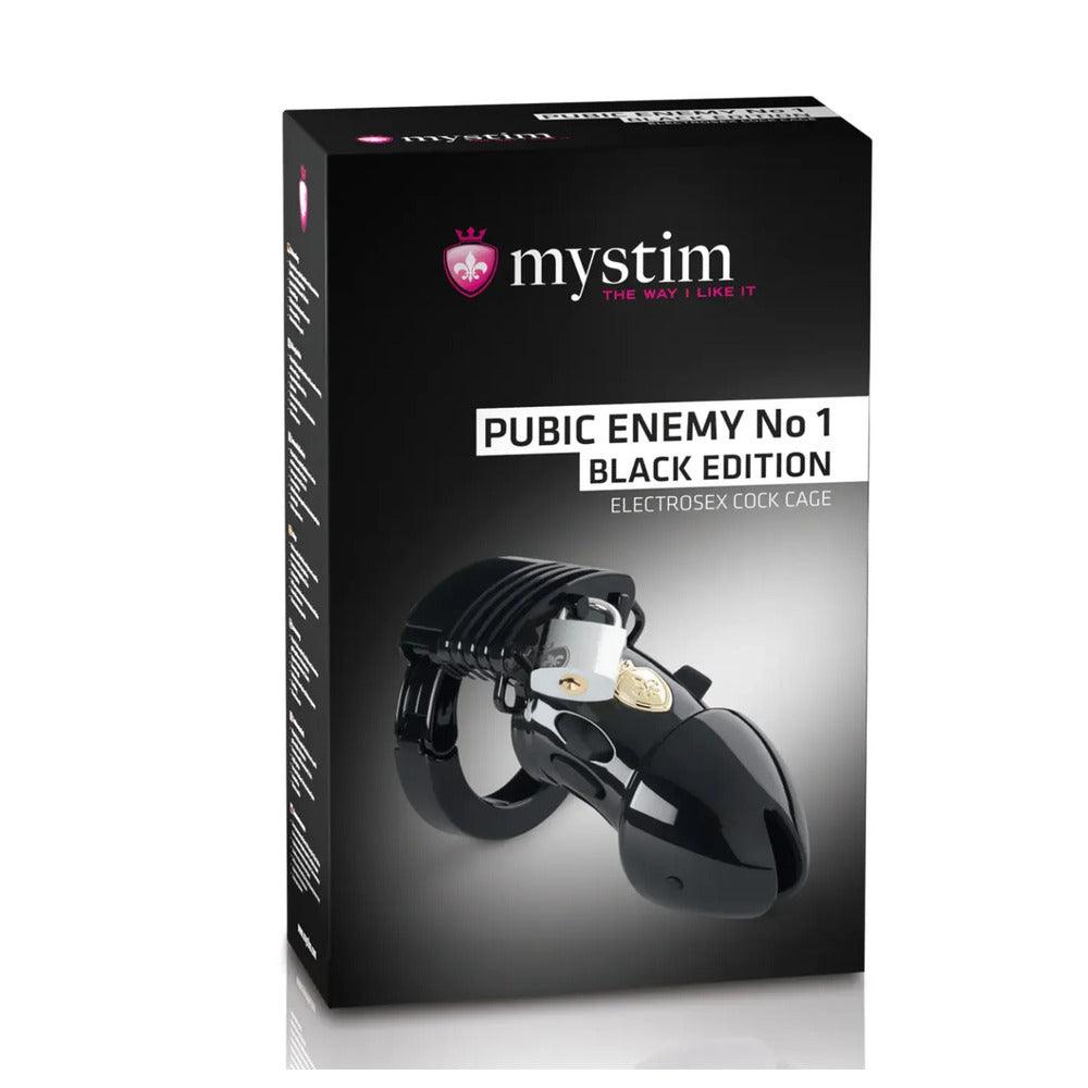 MyStim Pubic Enemy No 1 Black Edition EStim Cock Cage - Rapture Works