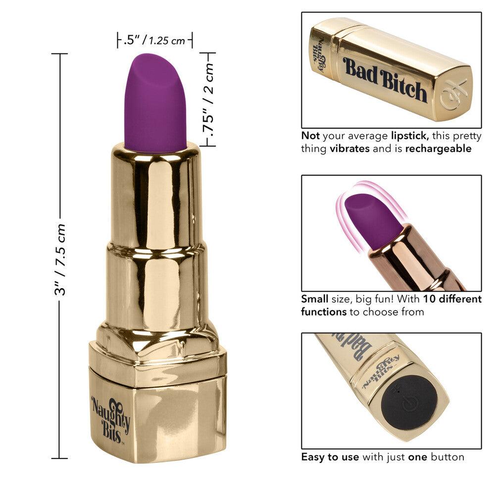 Naughty Bits Bad Bitch Rechargeable Lipstick Vibrator - Rapture Works