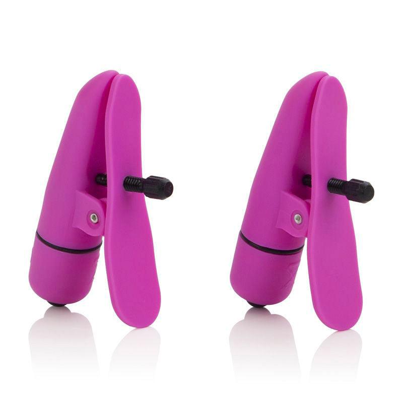 Nipplettes Vibrating Pink Nipple Clamps Adjustable - Rapture Works