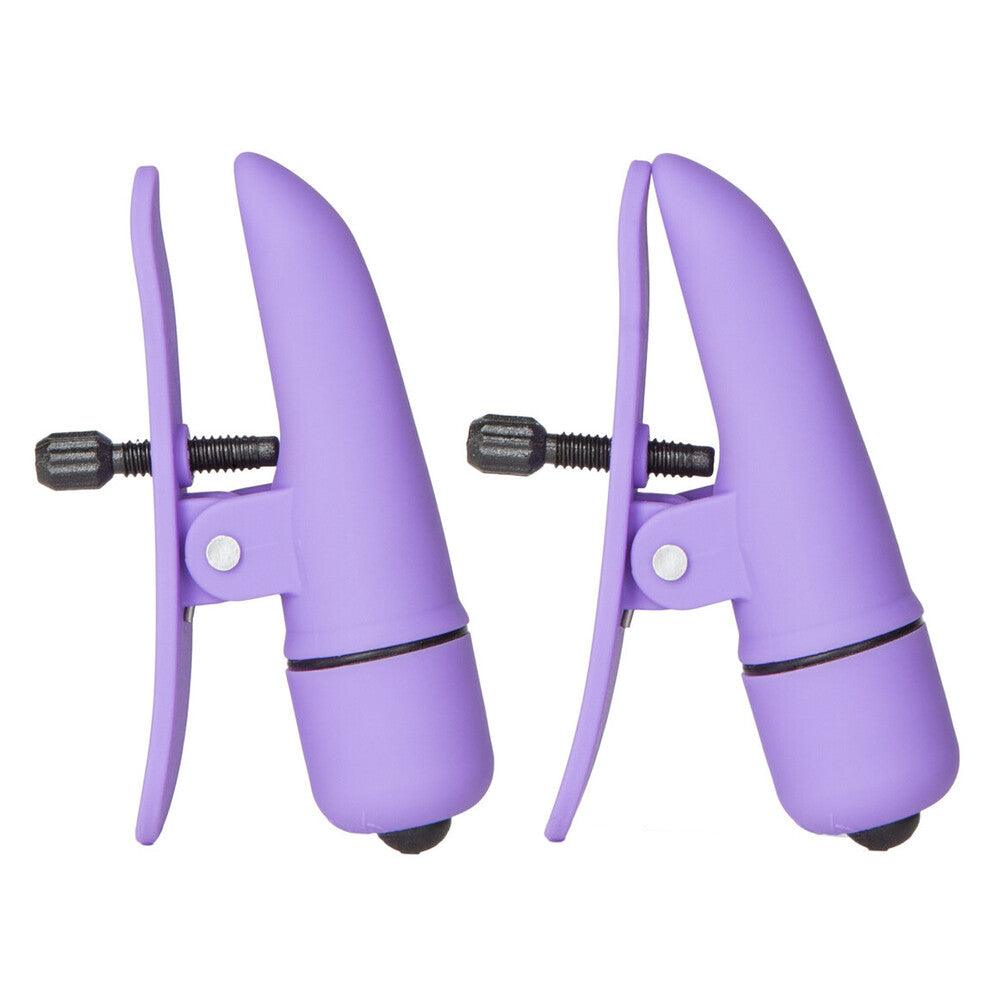 Nipplettes Virbrating Adjustable Purple Nipple Clamps - Rapture Works