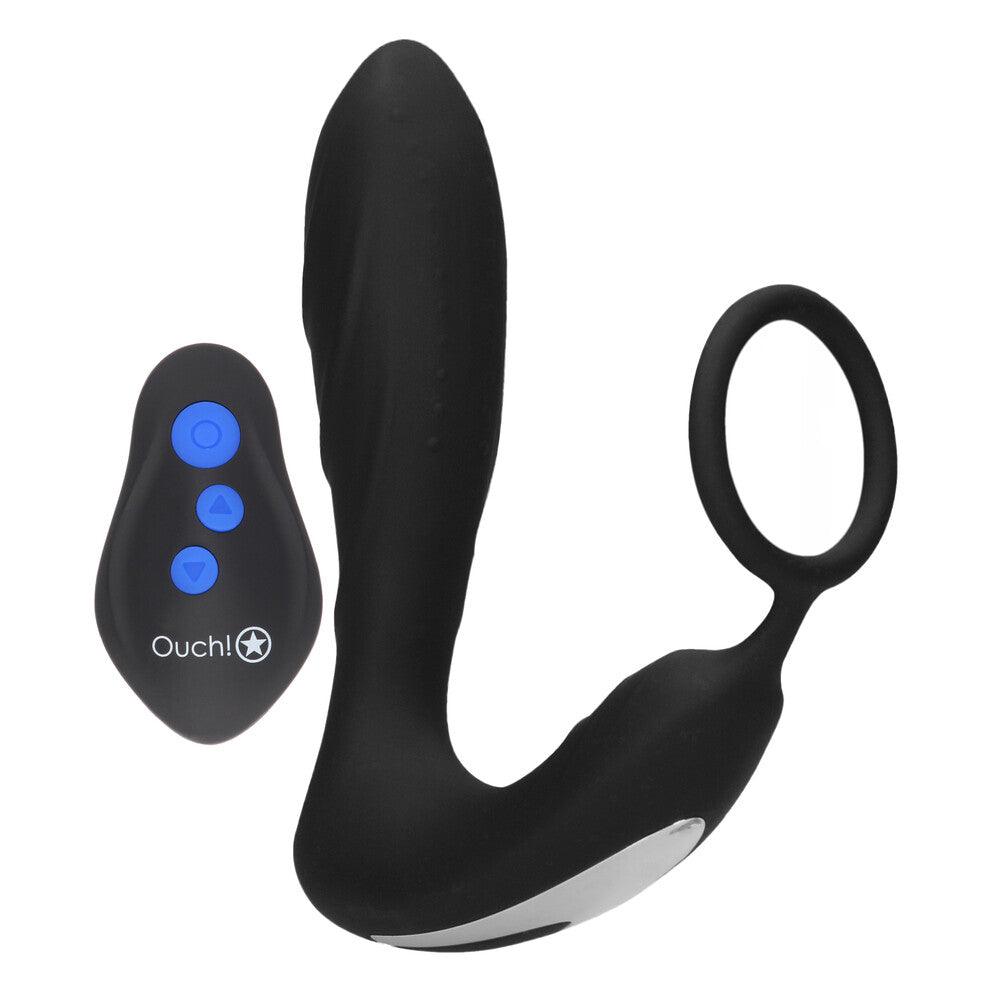 Ouch E Stimulation And Vibration Butt Plug And Cock Ring - Rapture Works
