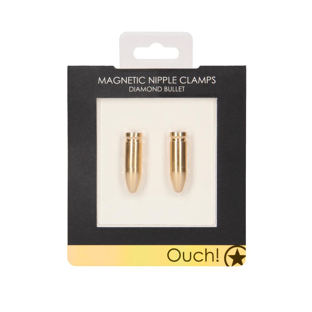 Ouch Magnetic Nipple Clamps Diamond Bullet Gold - Rapture Works