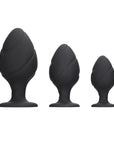 Ouch Silicone Swirled Butt Plug Set Black - Rapture Works