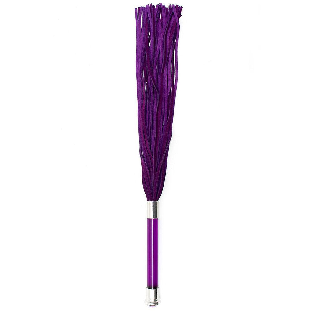 Purple Suede Flogger With Glass Handle And Crystal - Rapture Works