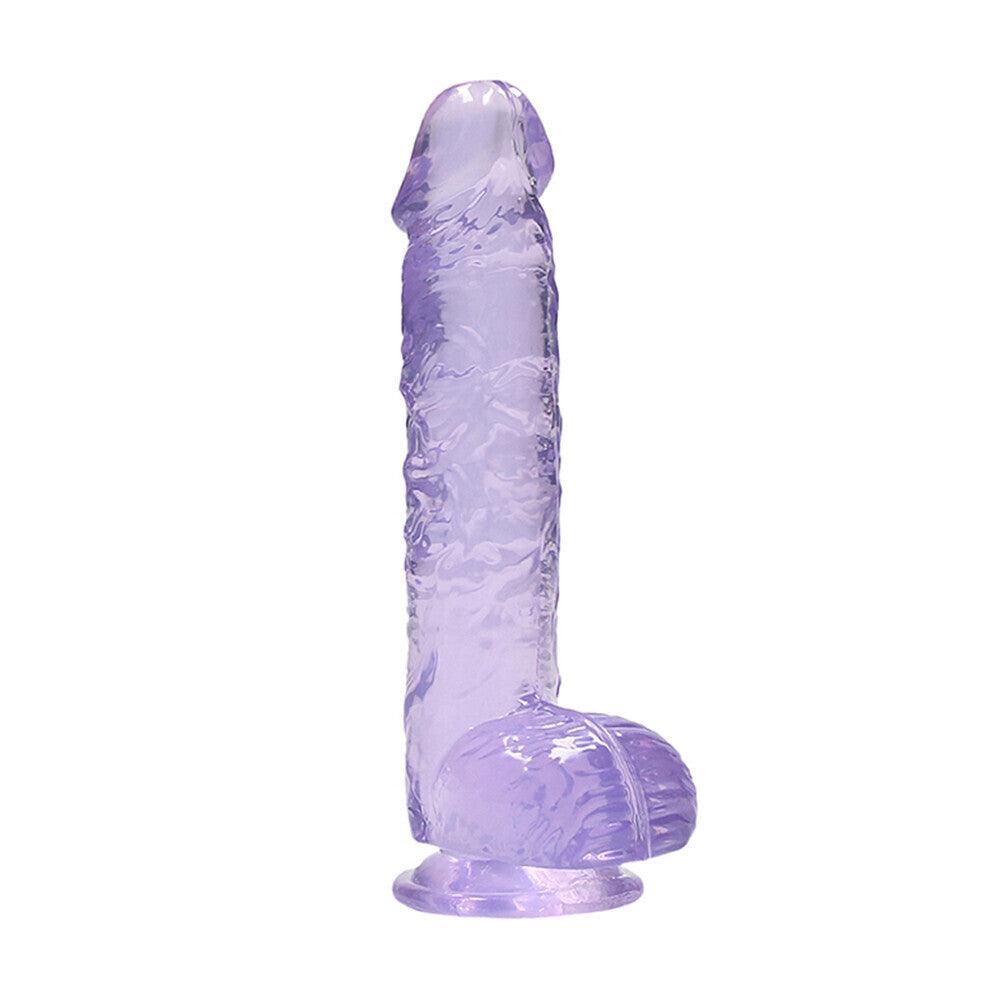 RealRock 6 Inch Purple Realistic Crystal Clear Dildo - Rapture Works