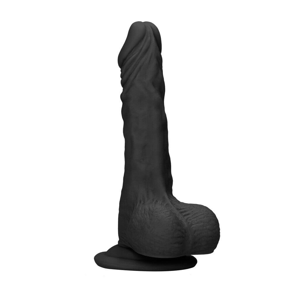RealRock 9 Inch Dong With Testicles Black - Rapture Works
