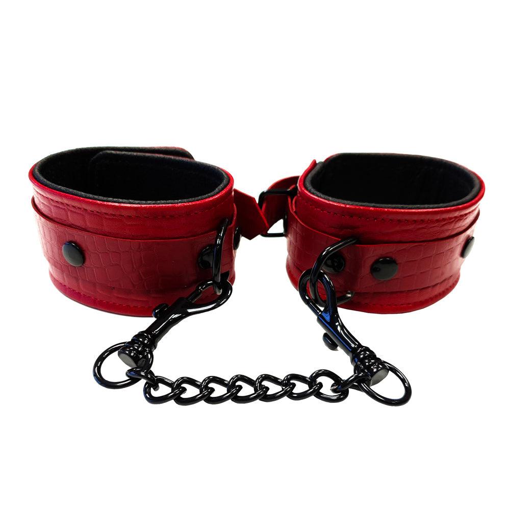 Rouge Garments Leather Croc Print Ankle Cuffs - Rapture Works