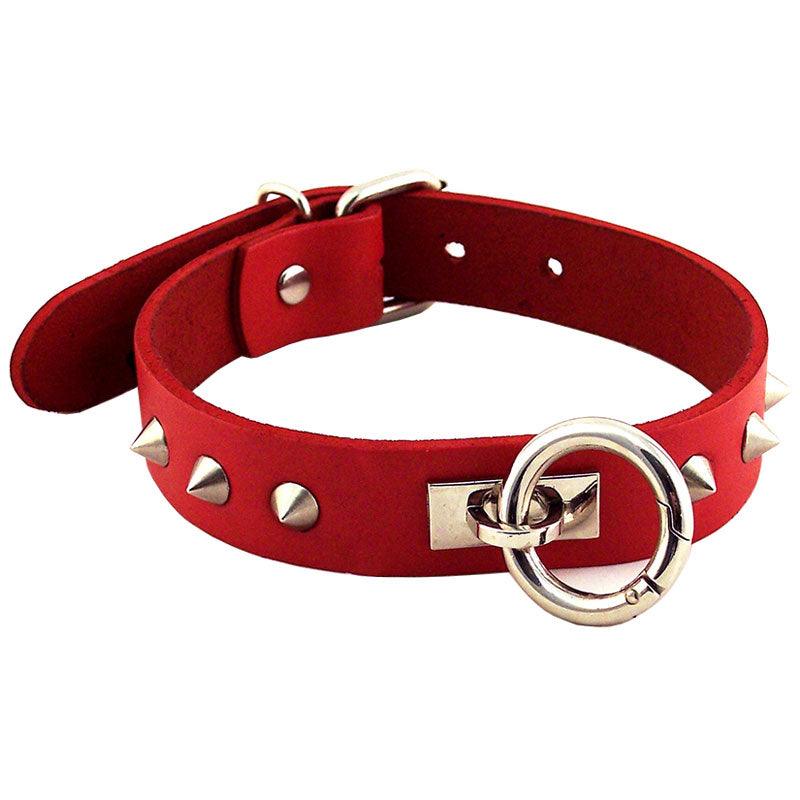 Rouge Garments Red Studded O-Ring Studded Collar - Rapture Works