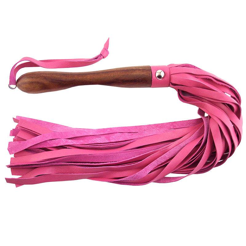 Rouge Garments Wooden Handled Pink Leather Flogger - Rapture Works