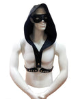 Rouge Leather Harness with Faux Leather Hoodie - Rapture Works