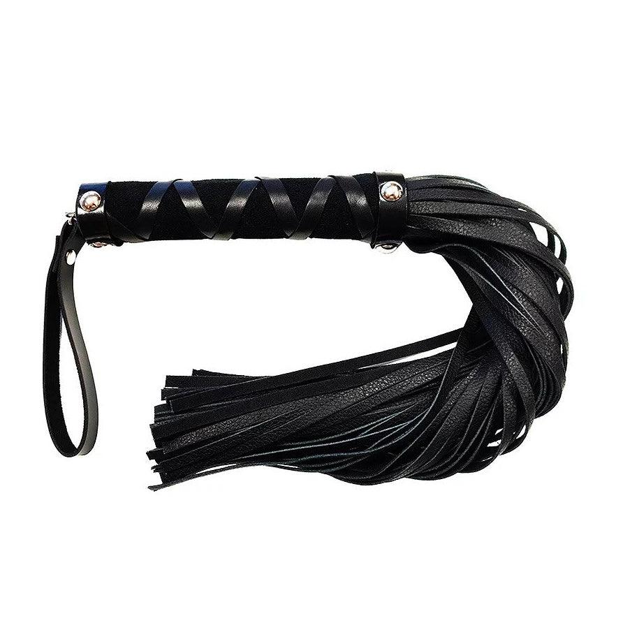 Rouge Short Leather Flogger With Studs - Rapture Works