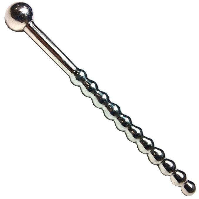 Rouge Stainless Steel Beaded Urethral Sound - 10cm - Rapture Works