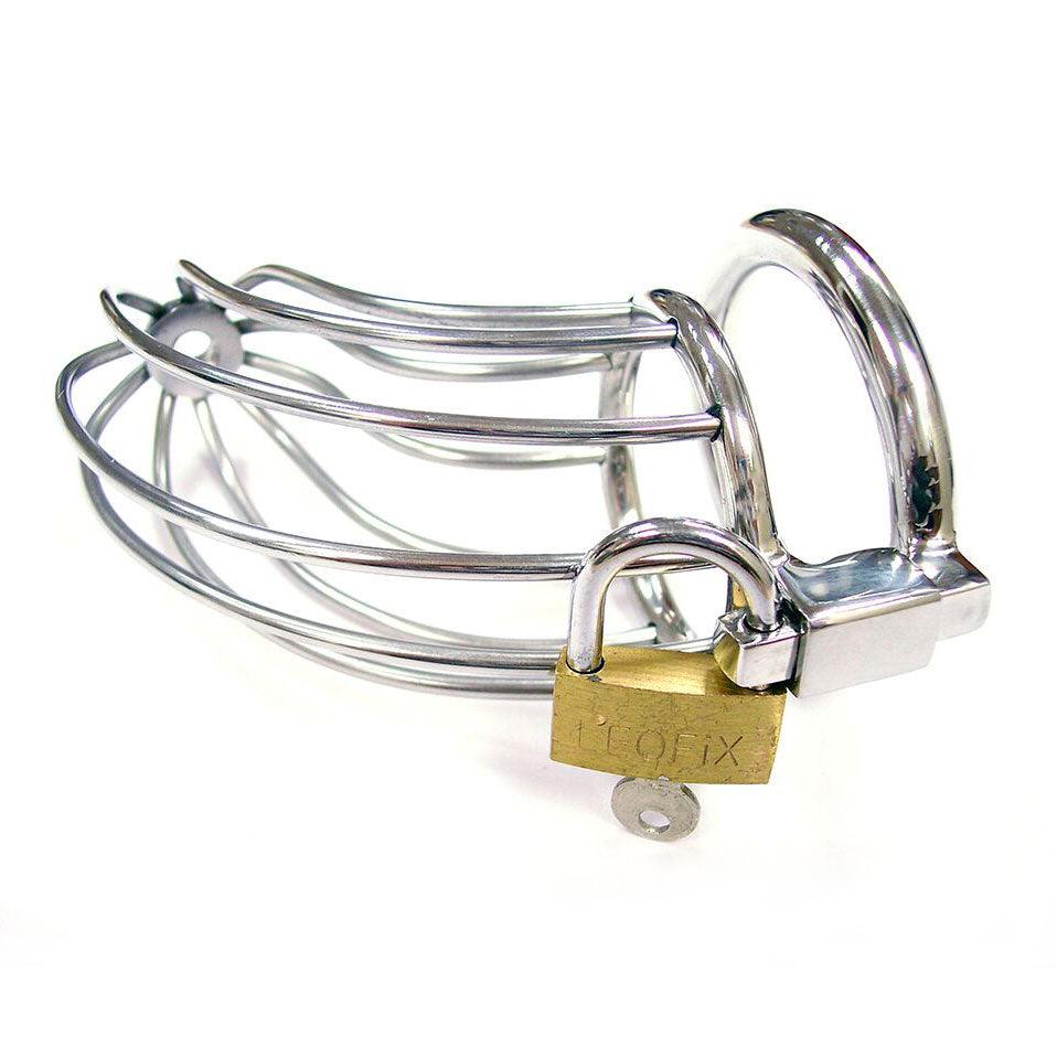 Rouge Stainless Steel Chasity Cock Cage With Padlock - Rapture Works