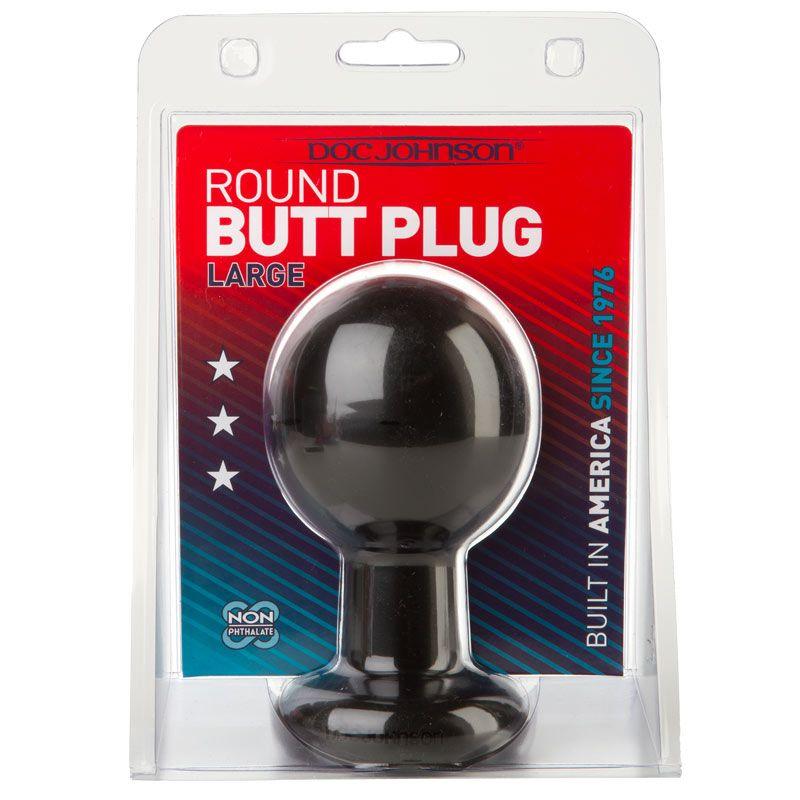 Round Large Black Butt Plug - Rapture Works