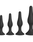 Set of Four Silicone Butt Plugs Black - Rapture Works