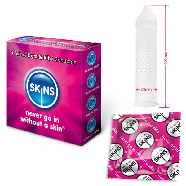 Skins Condoms Dots And Ribs 4 Pack - Rapture Works