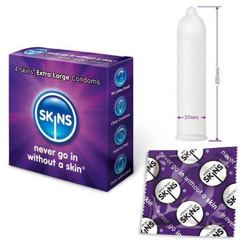 Skins Condoms Extra Large 4 Pack - Rapture Works