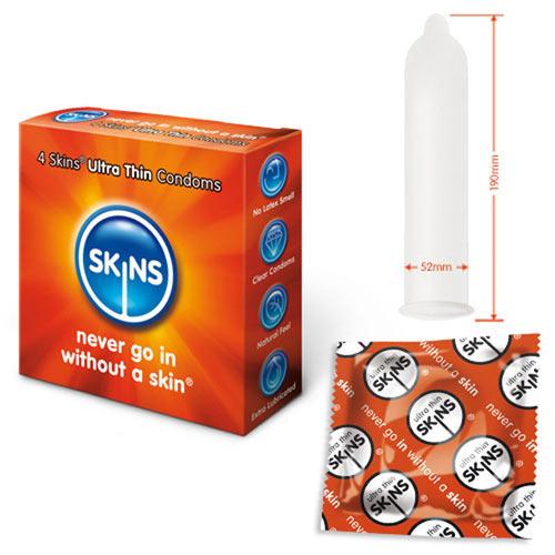 Skins Condoms Ultra Thin 4 Pack - Rapture Works