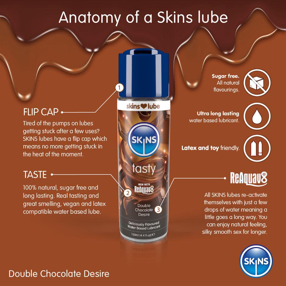 Skins Double Chocolate Desire Waterbased Lubricant 130ml - Rapture Works