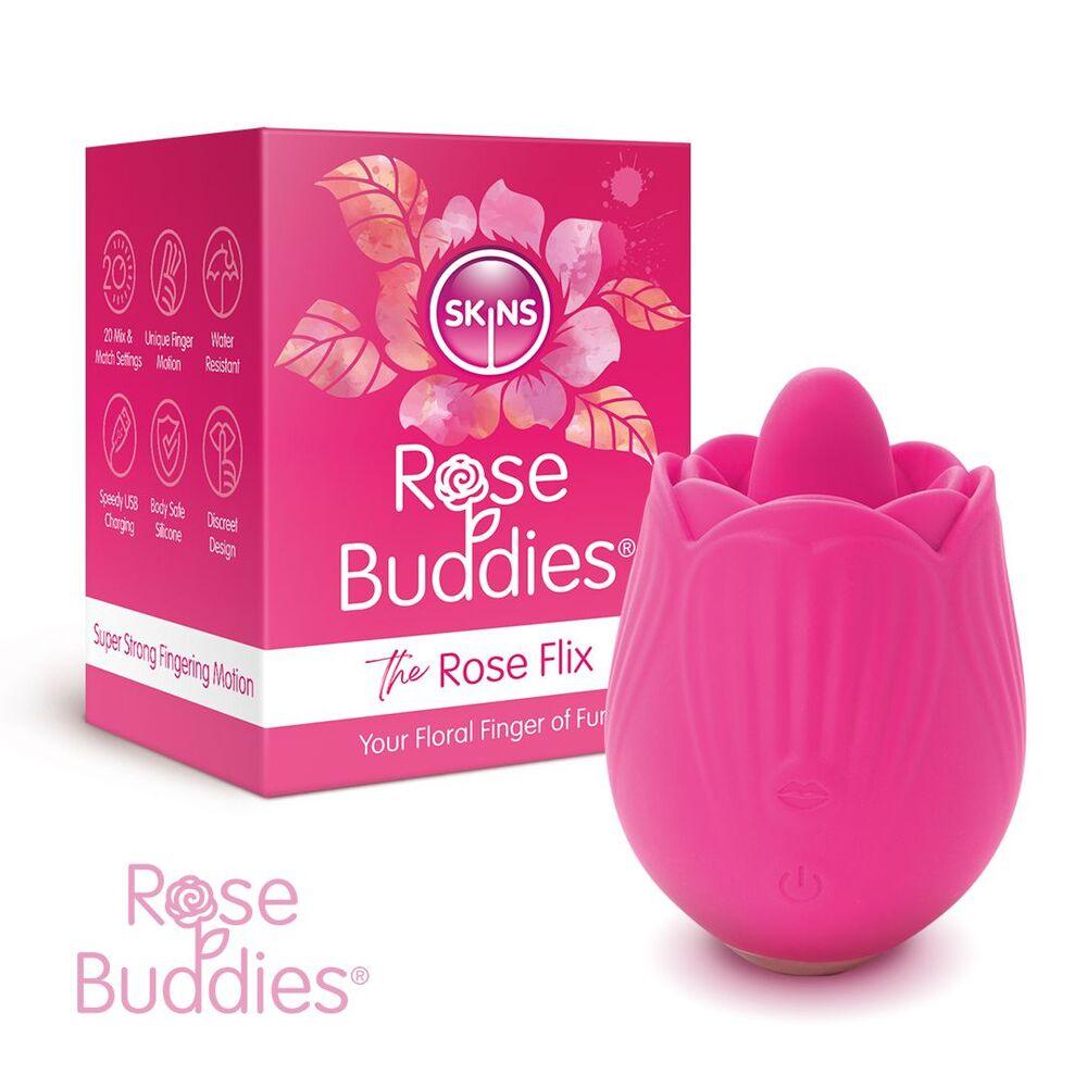 Skins Rose Buddies The Rose Flix Clitoral Massager Pink - Rapture Works