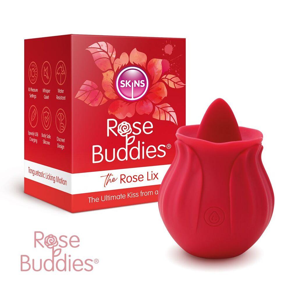 Skins Rose Buddies The Rose Flix Clitoral Massager Red - Rapture Works