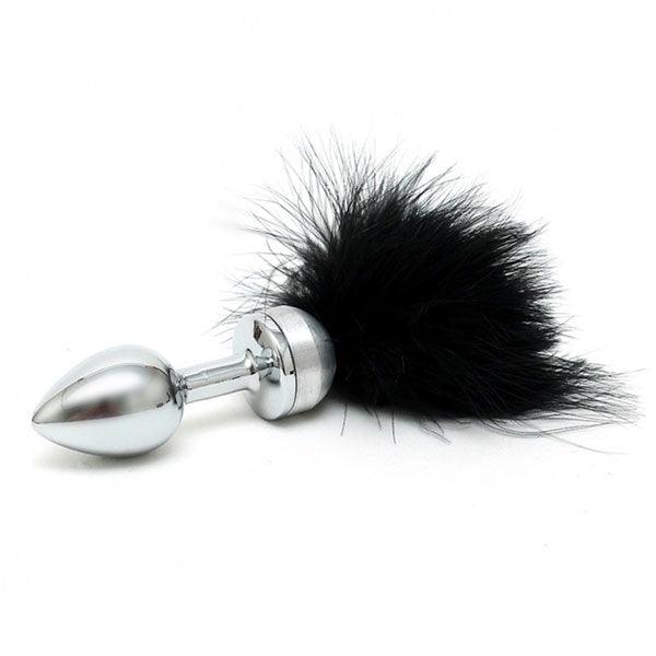 Small Butt Plug With Black Feathers - Rapture Works