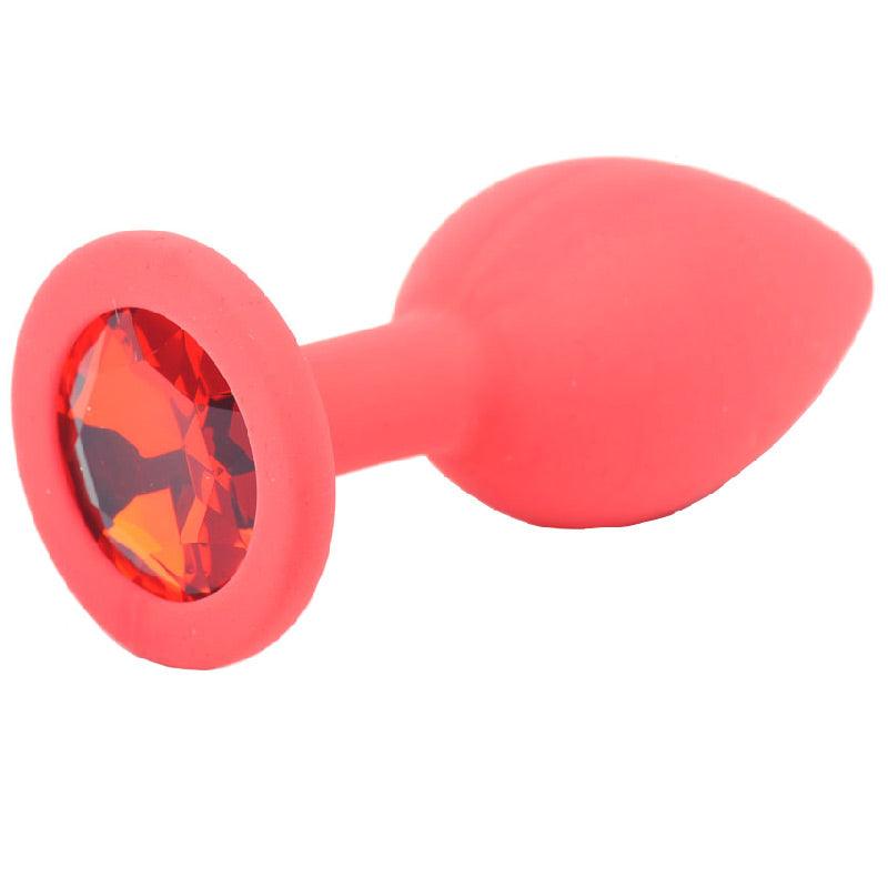 Small Red Jewelled Silicone Butt Plug - Rapture Works