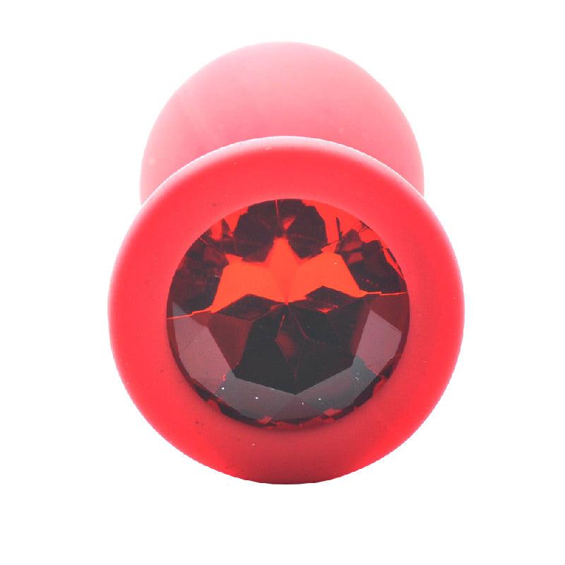 Small Red Jewelled Silicone Butt Plug - Rapture Works