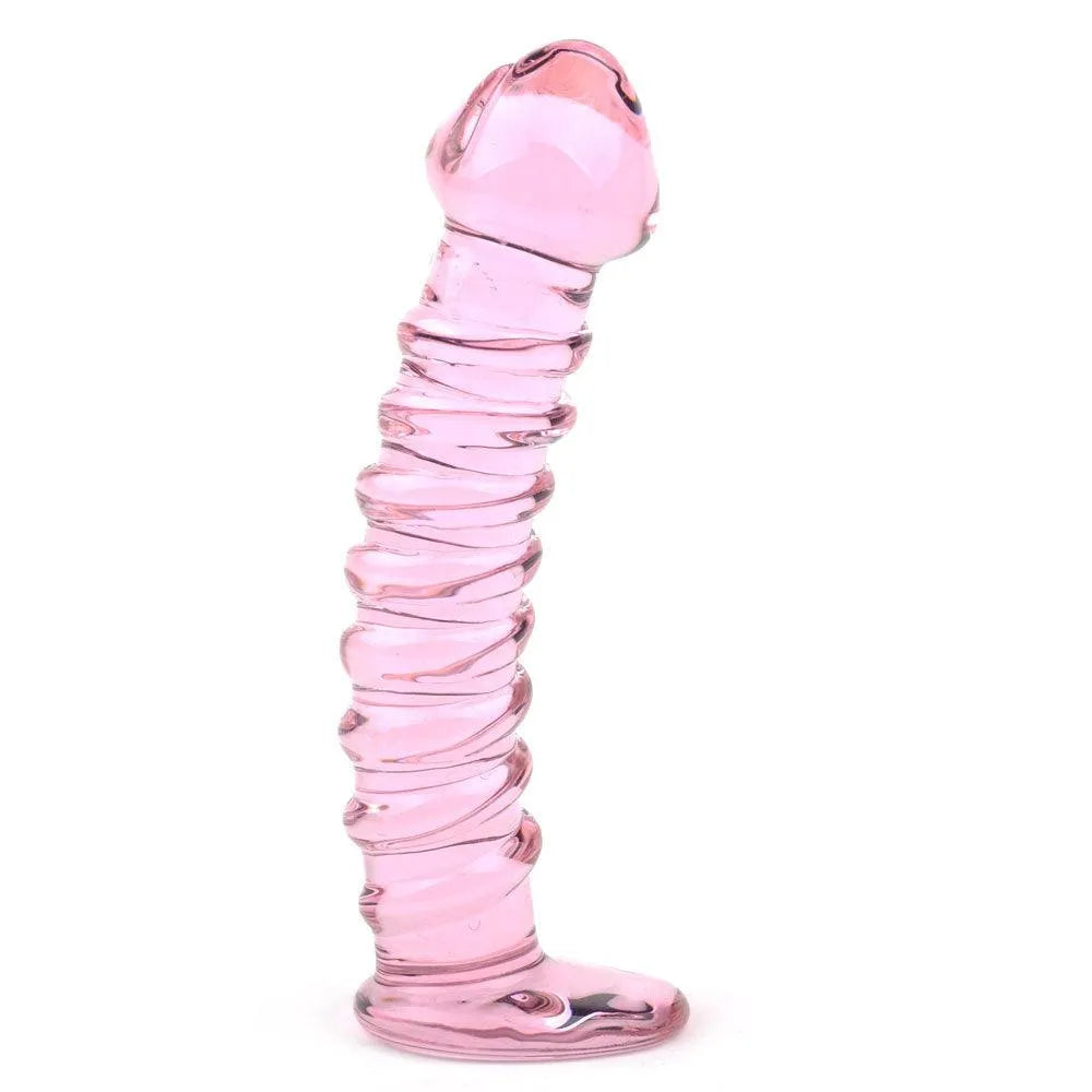 Textured Pink Glass Dildo - Rapture Works