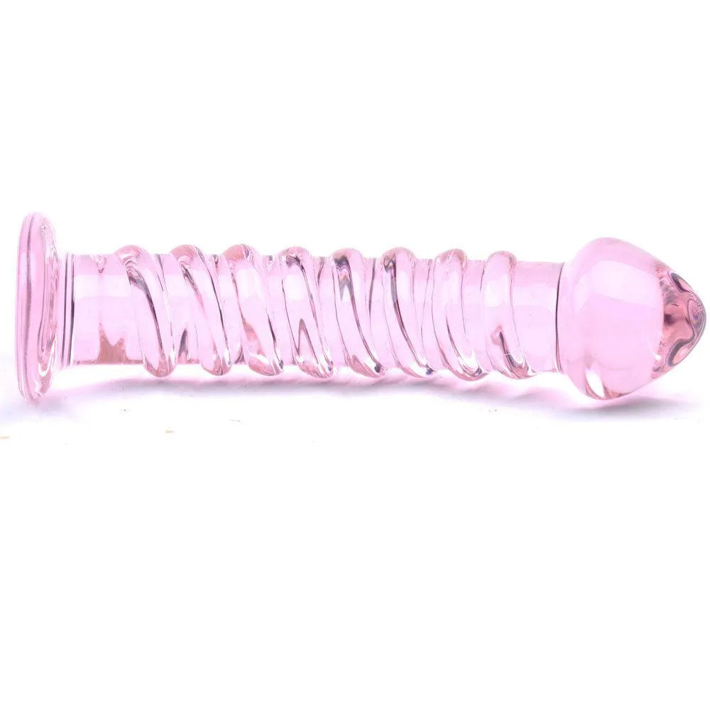 Textured Pink Glass Dildo - Rapture Works