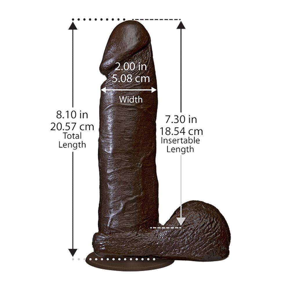 The Realistic Cock 8 Inch Dildo Black - Rapture Works
