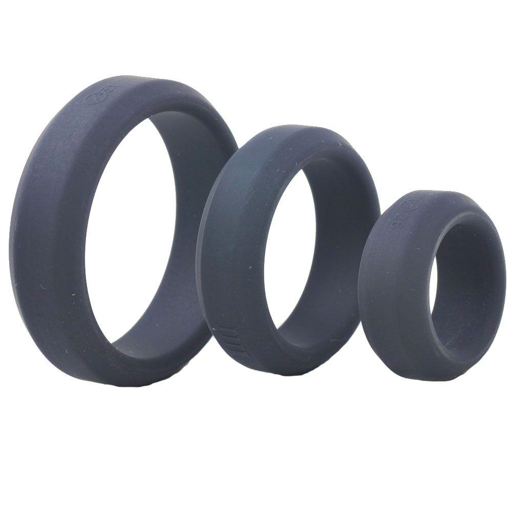 Triple Black Silicone Cock Rings - Rapture Works