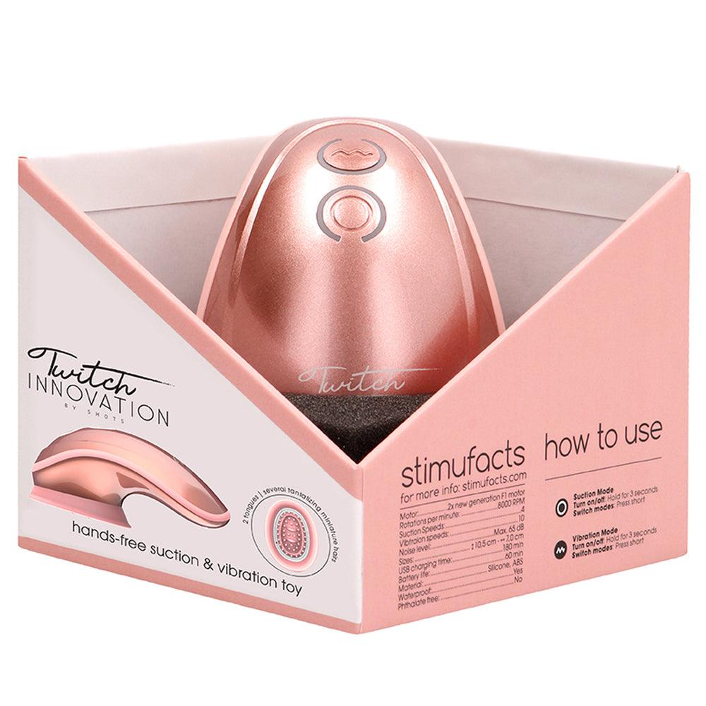 Twitch Rose Gold Hands Free Suction And Vibration Toy - Rapture Works